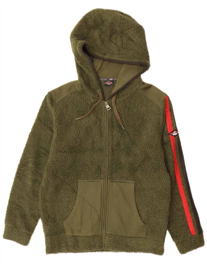 BEAR Mens Hooded Fleece Jacket Small Khaki Cotton
