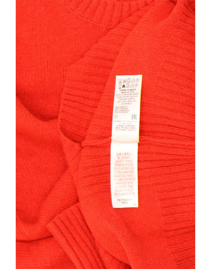 Pulover pentru femei Marks & Spencer cu gât roșu mare, lână roșie