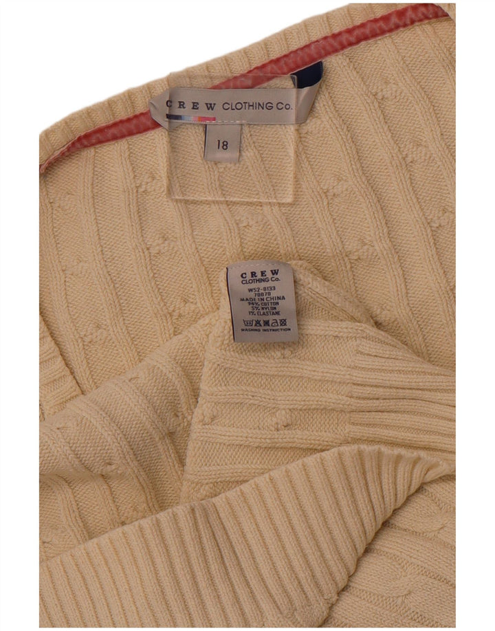 CREW CLOTHING Pulover cu decolteu în V pentru femei UK 18 XL Bumbac alb catifelat