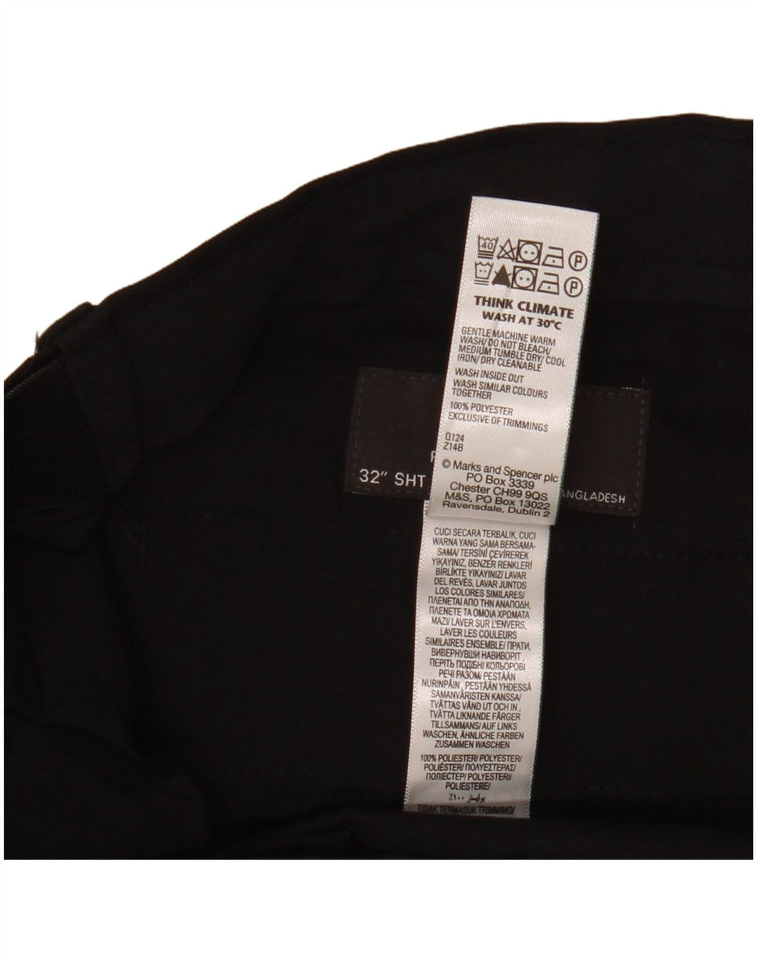 Pantaloni chino pentru bărbați Marks & Spencer, cu ajustare normală, L32 L29, poliester negru