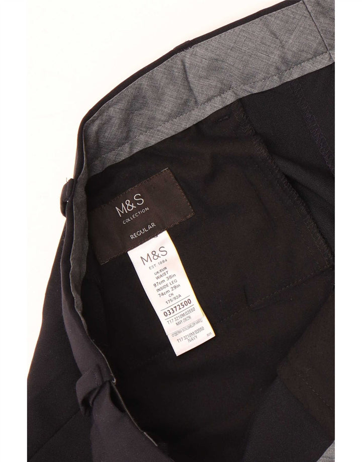 Pantaloni de costum obișnuiți pentru bărbați Marks & Spencer L38 L29 Poliester bleumarin