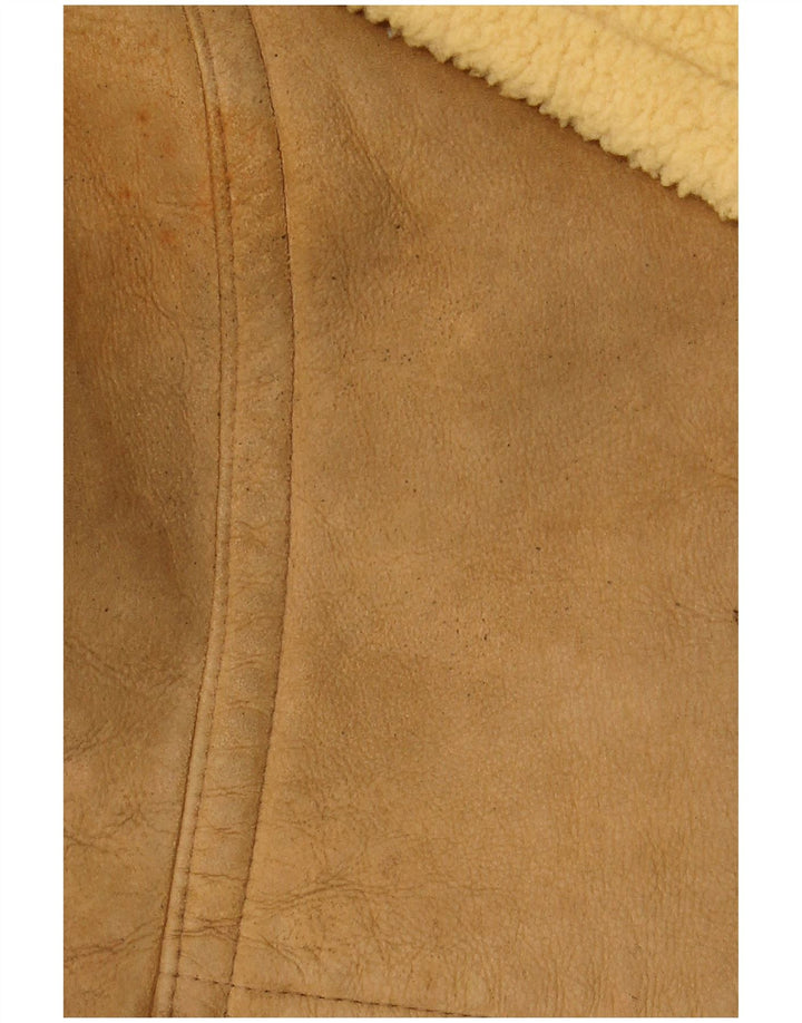 Jachetă din shearling pentru femei VINTAGE UK 14 mare bej