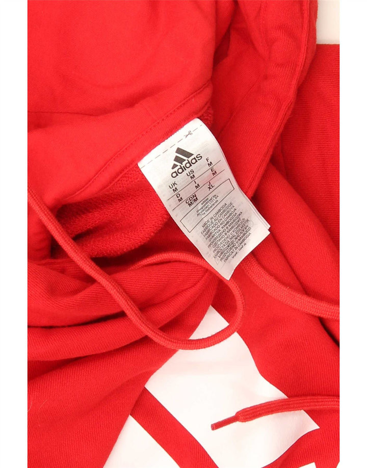 Pulover cu glugă cu grafic pentru bărbați Adidas, bumbac roșu mediu