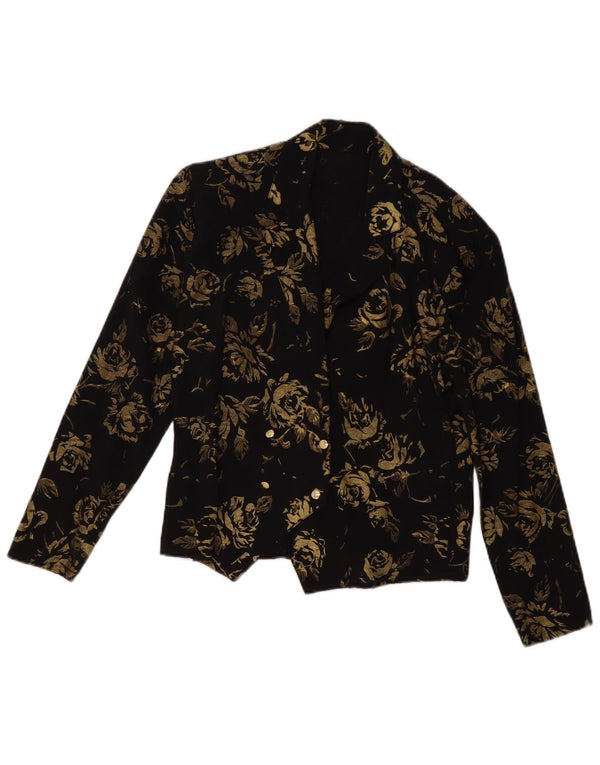 Jachetă pentru femei VINTAGE cu două piepturi EU 36 Mic Negru Floral