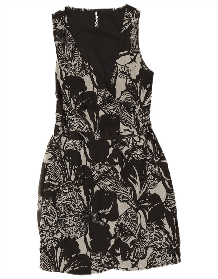 DESIGUAL Rochie Wrap, fără mâneci, pentru femei, EU 38 Medium Black Floral Poliester