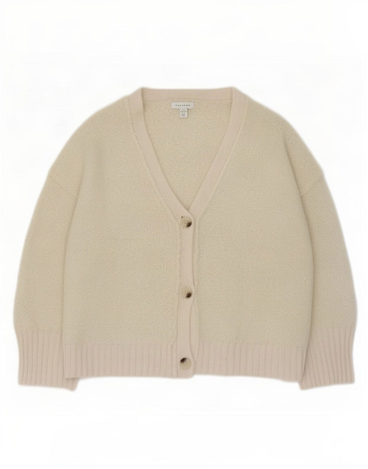 Pulover cardigan supradimensionat pentru femei Topshop UK 10 Poliester alb catifelat