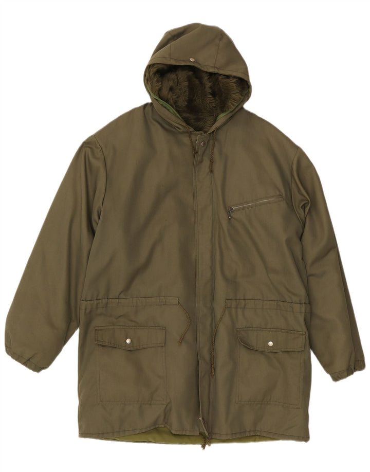 Jachetă parka cu glugă vintage pentru bărbați IT 50 Large Kaki