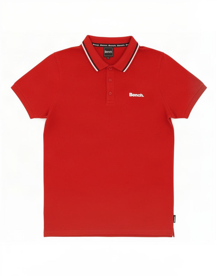 Tricou polo pentru bărbați Bench, bumbac cu dungi roșii medii