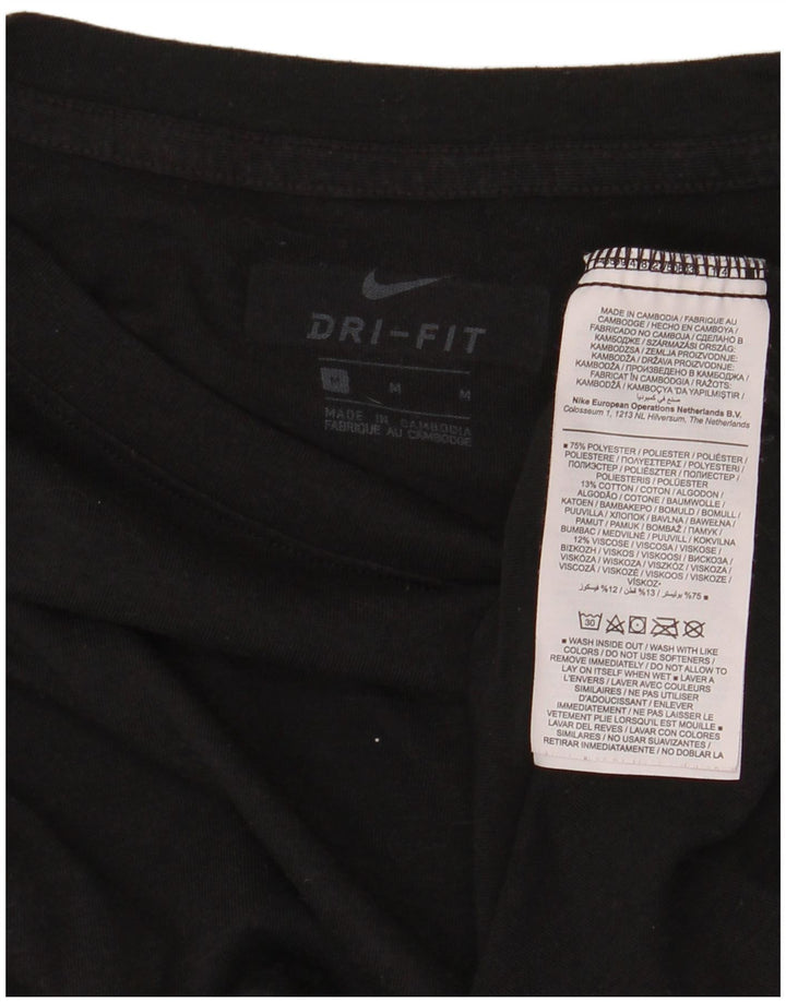 Tricou grafic supradimensionat Nike Dri Fit Crop pentru femei UK 14 Medium Negru