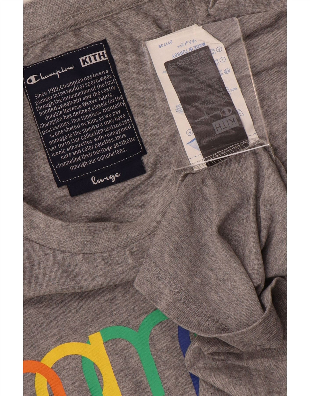 Tricou grafic pentru bărbați Champion Top mare din bumbac gri