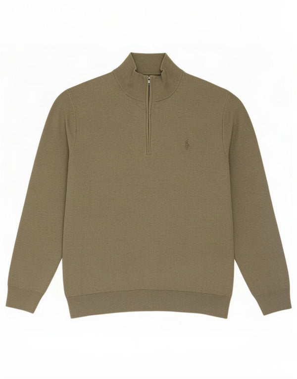 Pulover Polo Ralph Lauren pentru bărbați, cu fermoar și gât, bumbac XL kaki