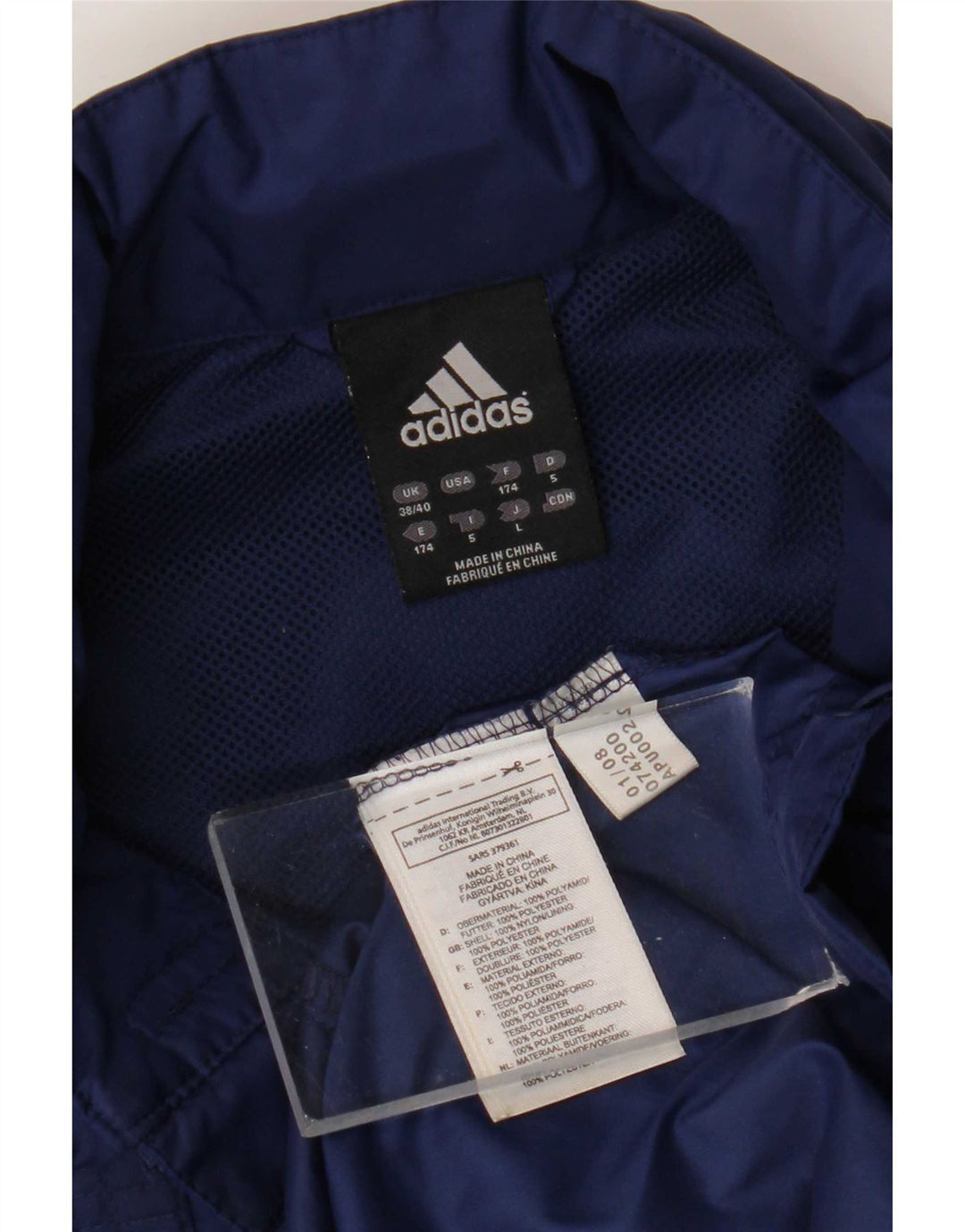 Jachetă de ploaie grafică Adidas pentru bărbați Marea Britanie 38/40 Medium Bleumarin Colorblock