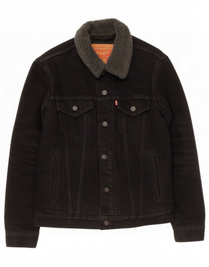 Jachetă de blugi Sherpa pentru bărbați Levi's UK 36, bumbac negru mic