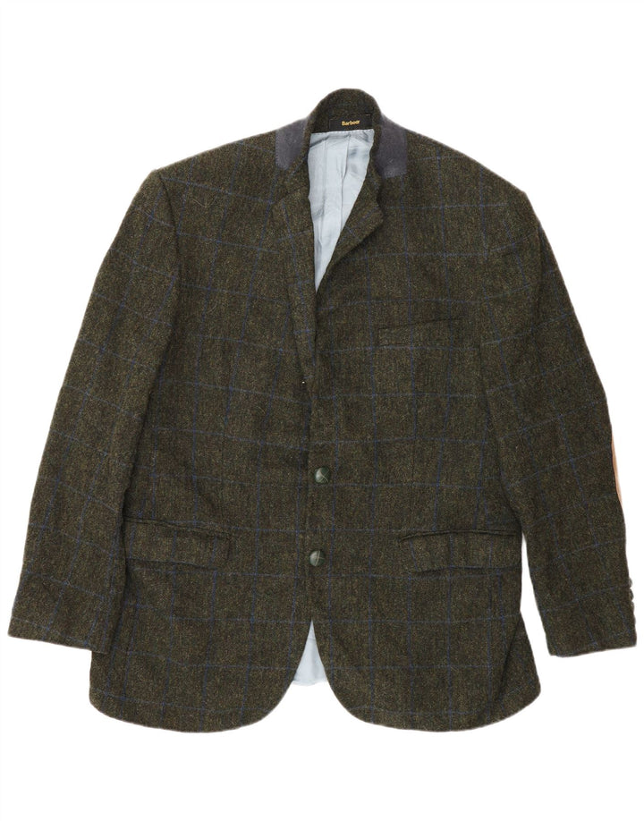 Jachetă pentru bărbați Barbour cu 2 nasturi, UK 42, lână mare, cu carouri, kaki