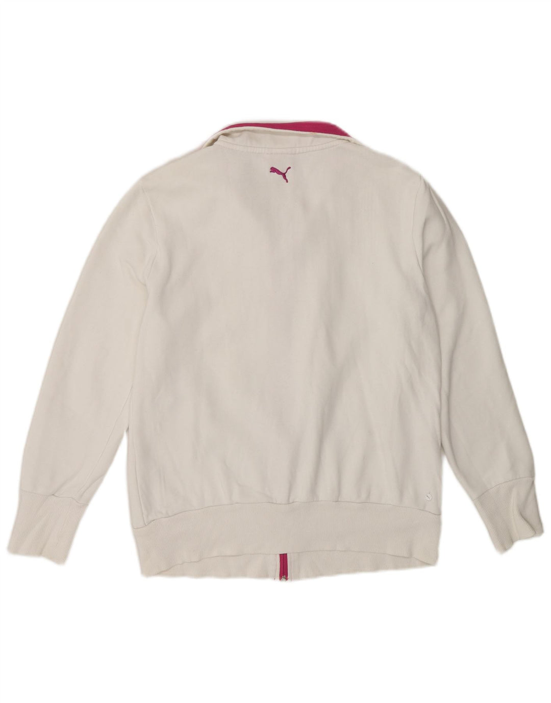 Jachetă de top cu trening grafic Puma pentru femei UK 14, mare, alb, bloc de culoare