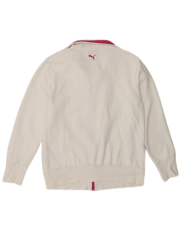 Jachetă de top cu trening grafic Puma pentru femei UK 14, mare, alb, bloc de culoare