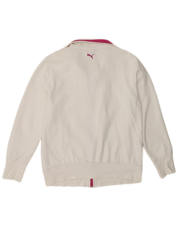 Jachetă de top cu trening grafic Puma pentru femei UK 14, mare, alb, bloc de culoare
