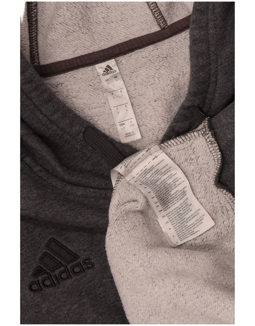 Pulover Adidas pentru bărbați, bumbac mare, gri