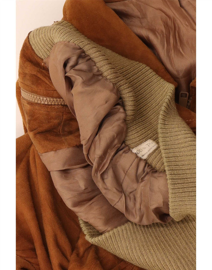 Bomber vintage pentru bărbați din piele intoarsa UK 40 mare, maro, din piele