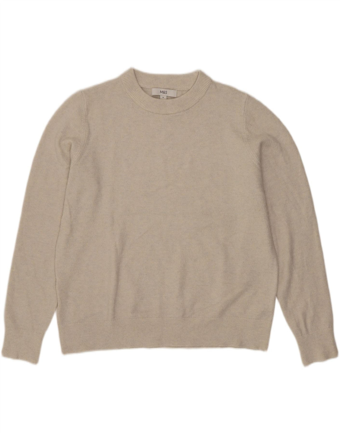 Pulover pentru femei Marks & Spencer cu decolteu rotund UK 14 Bej mediu