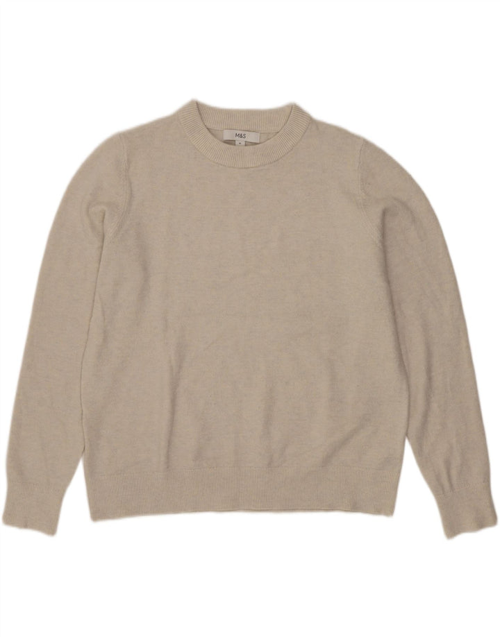 Pulover pentru femei Marks & Spencer cu decolteu rotund UK 14 Bej mediu
