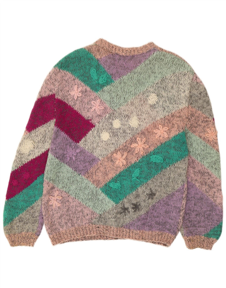 Pulover pentru femei VINTAGE cu gâtul cu barca UK 18 XL Multicolor Floral