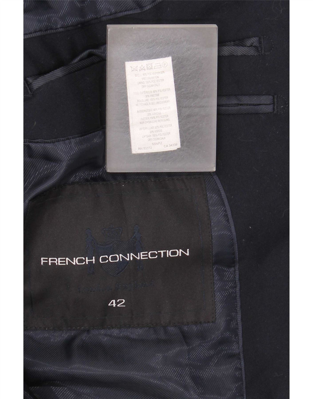 Jachetă Blazer pentru bărbați French Connection, cu 2 nasturi, UK 42 XL, poliester bleumarin