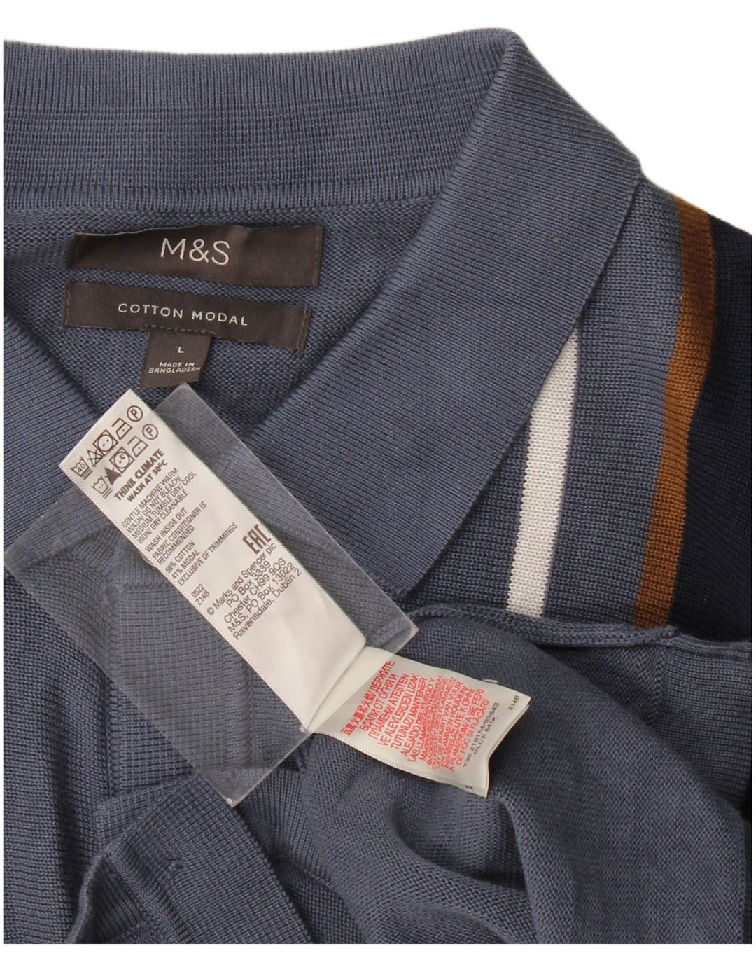 Pulover cardigan pentru bărbați Marks & Spencer, bumbac cu dungi albastre mari