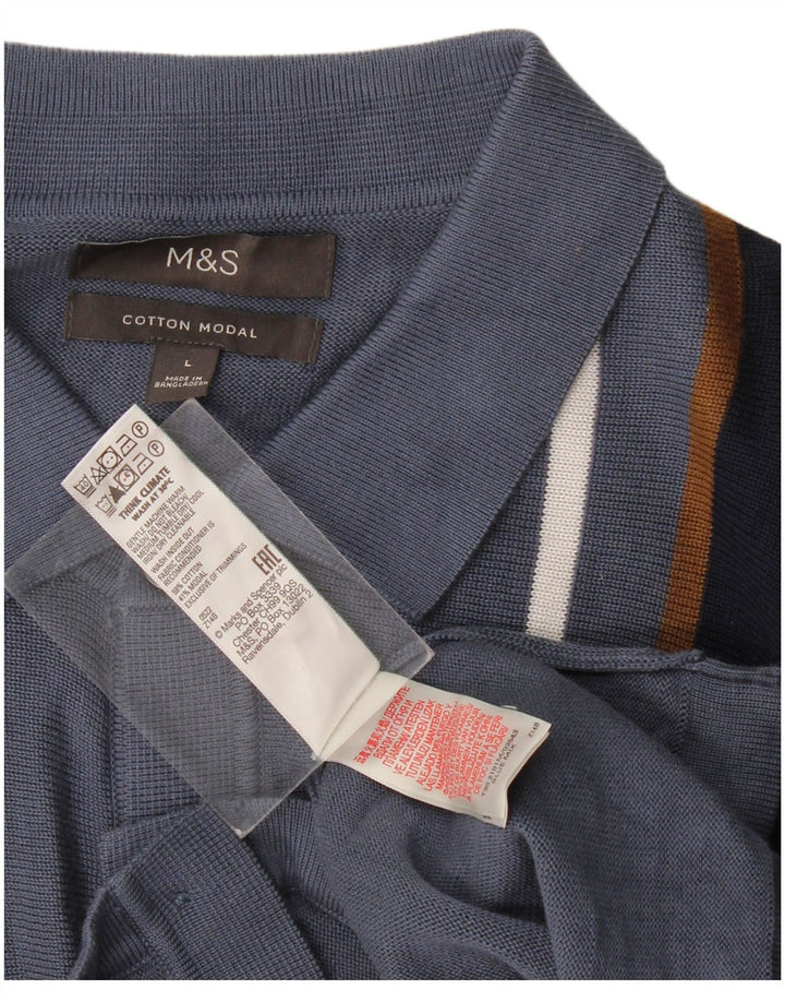 Pulover cardigan pentru bărbați Marks & Spencer, bumbac cu dungi albastre mari