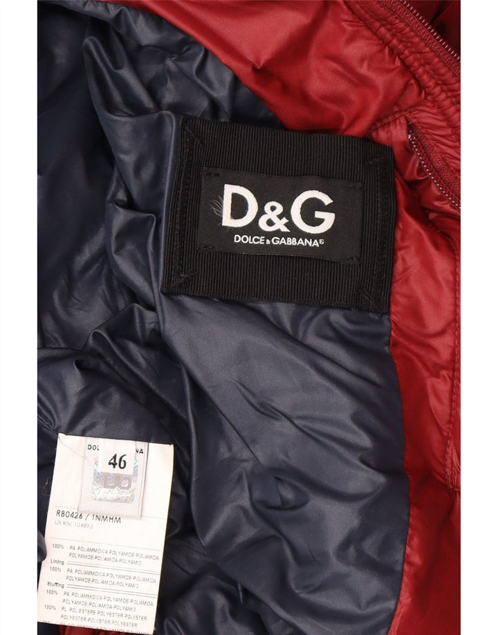 Jachetă căptușită cu glugă pentru bărbați Dolce & Gabbana IT 46 Small Burgundy Colorblock