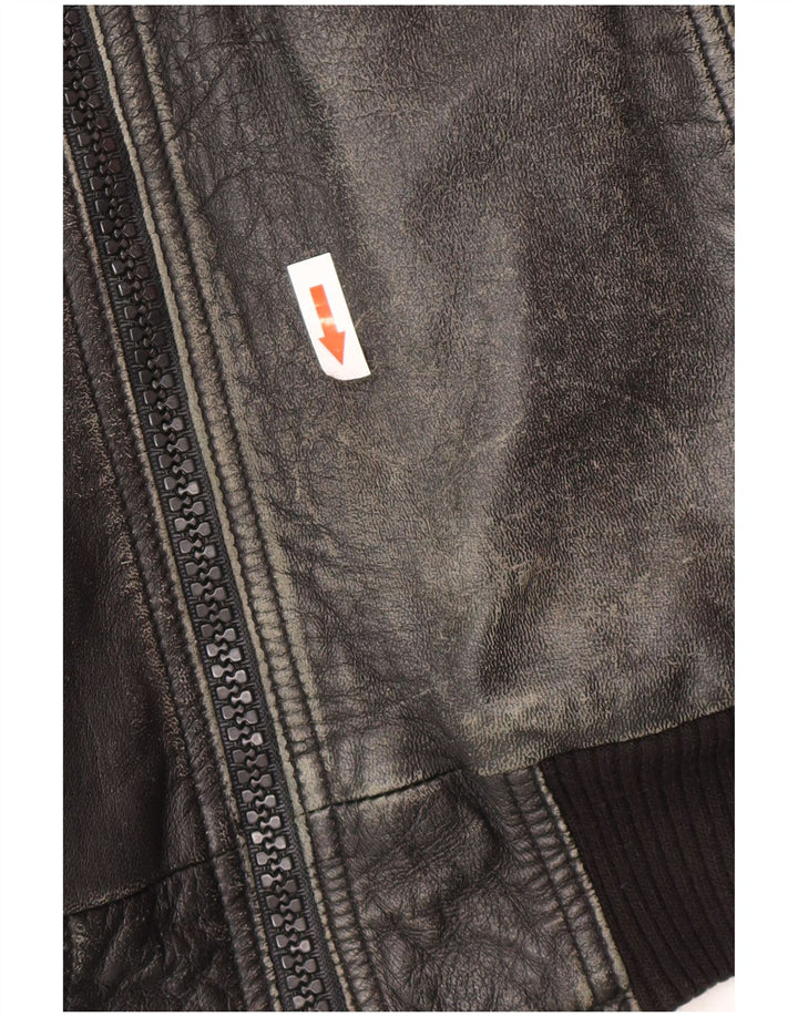 Jachetă de piele vintage pentru bărbați UK 38 Medium Black Leather