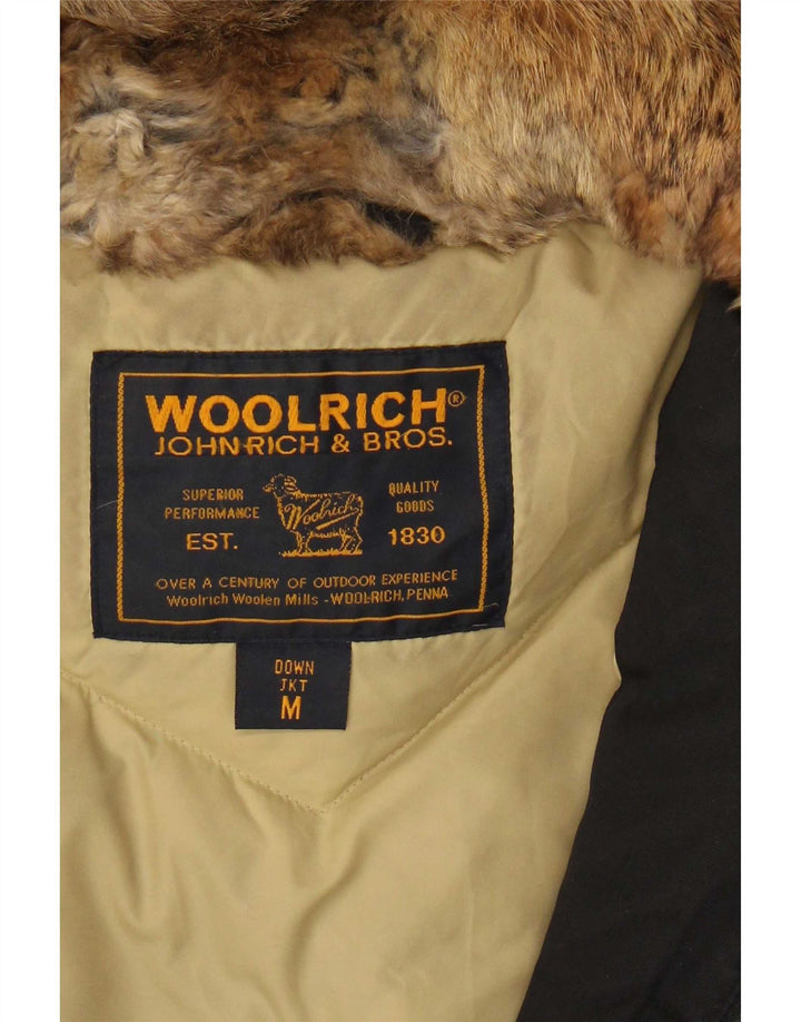 Jachetă căptușită cu glugă Woolrich pentru femei UK 14, bumbac mediu negru