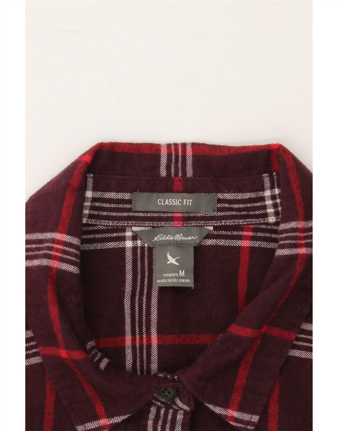 EDDIE BAUER Womens Classic Fit Flannel Shirt UK 14 Medium Maroon Check Vintage Eddie Bauer and Second-Hand Eddie Bauer from Messina Hembry 