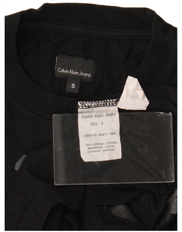 CALVIN KLEIN JEANS Top grafic pentru bărbați cu mânecă lungă, bumbac negru mic