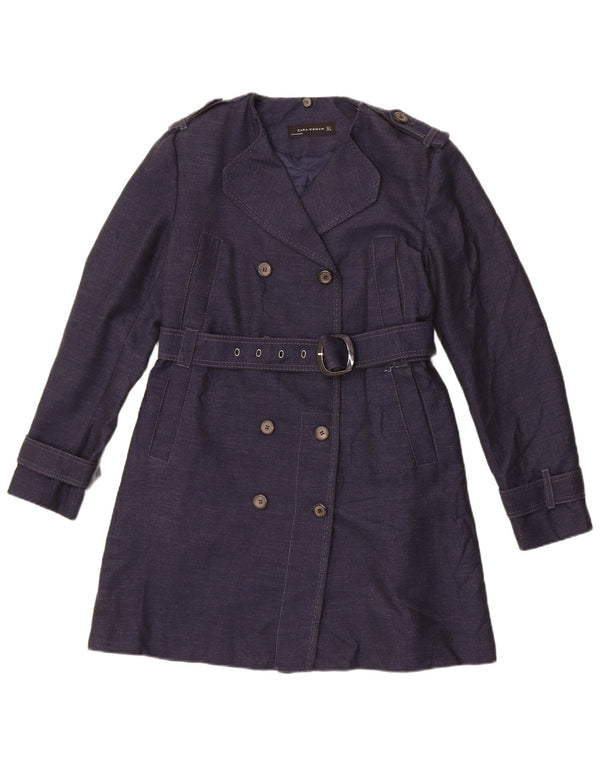 Trench pentru femei Zara UK 14 mare, albastru bleumarin, bumbac