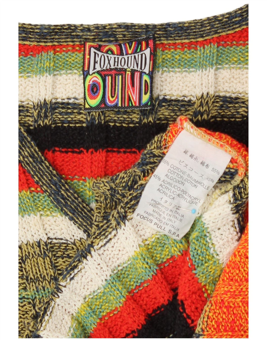 Pulover pentru bărbați Foxhound, cu decolteu în V, XL, bumbac cu dungi multicolore