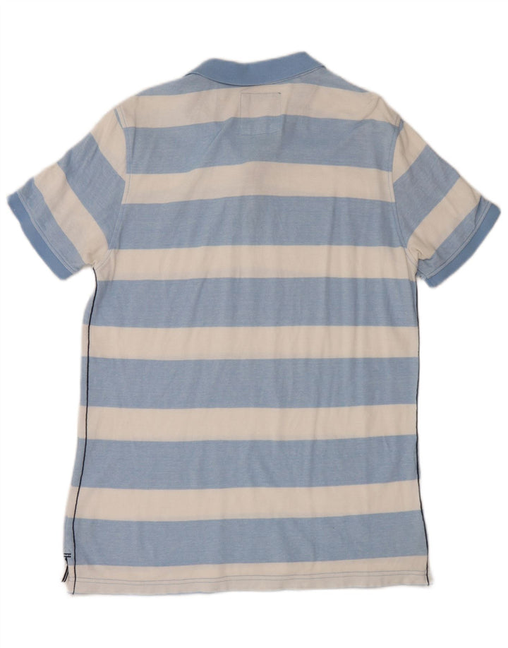 Crew Clothing Tricou polo pentru bărbați, bumbac cu dungi albastre medii