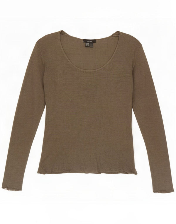 Zara Top pentru femei cu mânecă lungă UK 14 Medium Khaki Acrylic