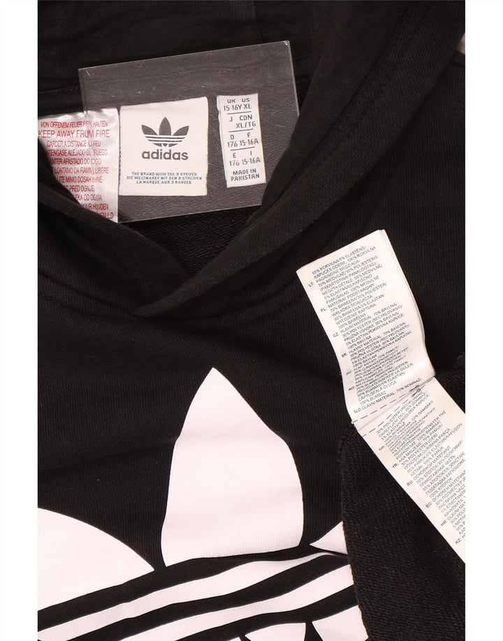 Pulover ADIDAS pentru băieți, cu grafică, 15-16 ani, bumbac negru