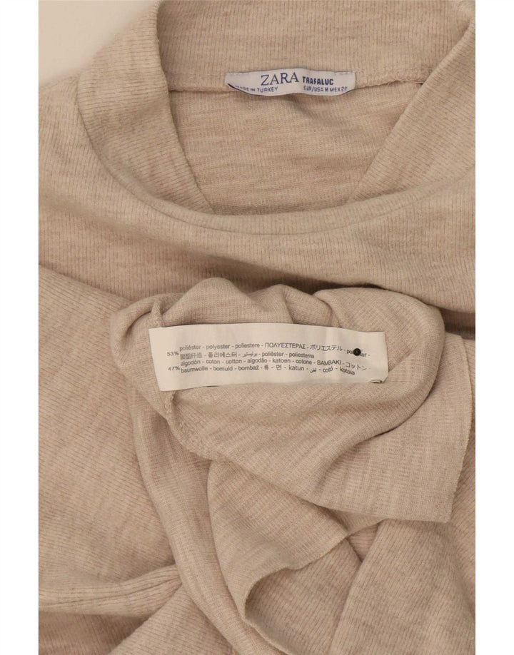 Tricou pentru femei Zara Trafaluc Crop Top UK 14 Medium Bej Poliester