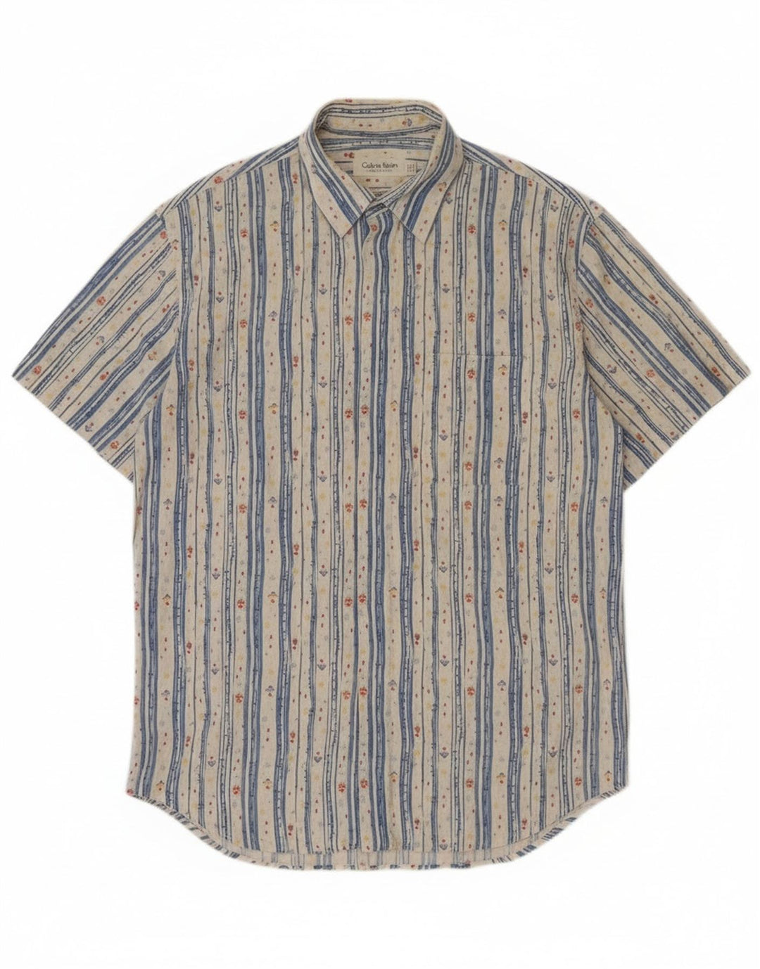 Cămașă cu mânecă scurtă Calvin Klein pentru bărbați, bumbac cu dungi albe medii