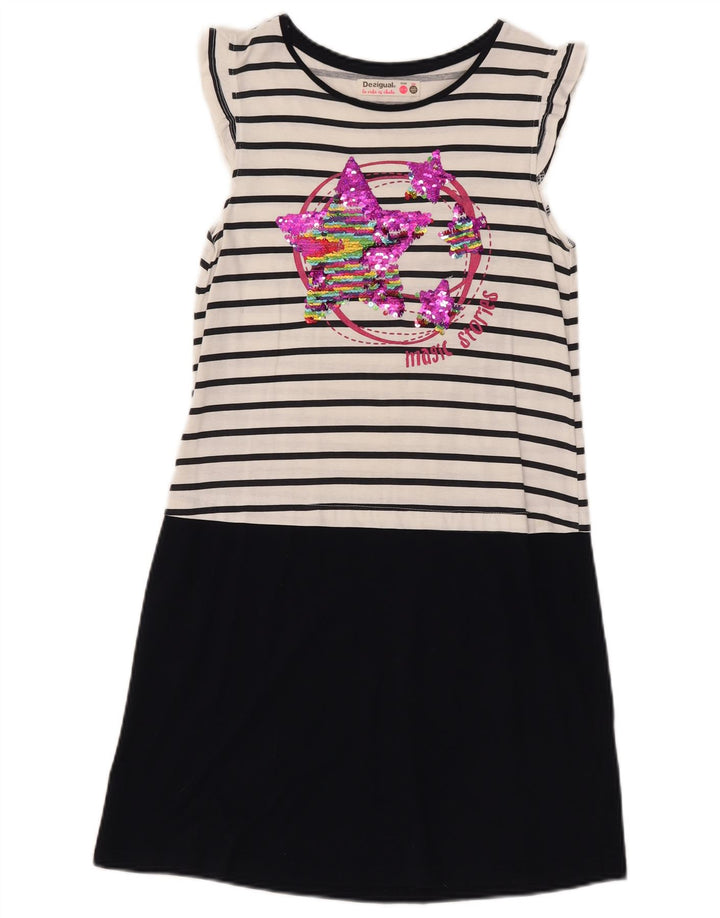 Rochie Desigual Fete Graphic Basic 13-14 Ani Bumbac cu dungi Albe