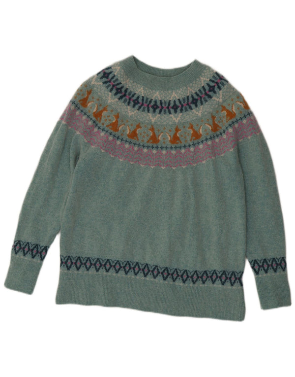 White Stuff Womens Crew Neck Jumper Sweater UK 18 XL Green Fair Isle