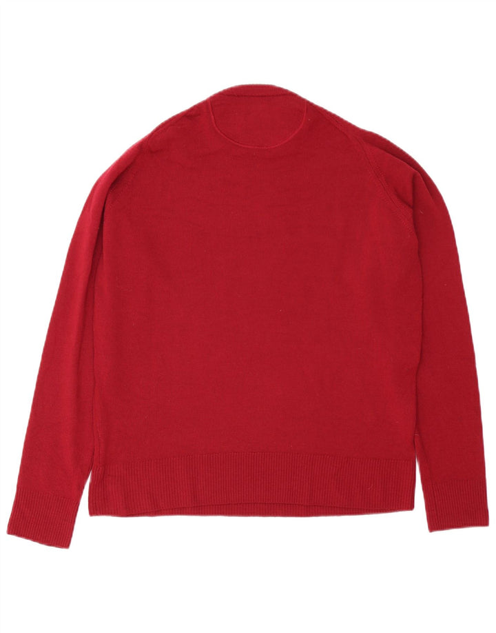 Pulover pentru bărbați Trussardi Jeans cu decolteu rotund din lână burgundă medie