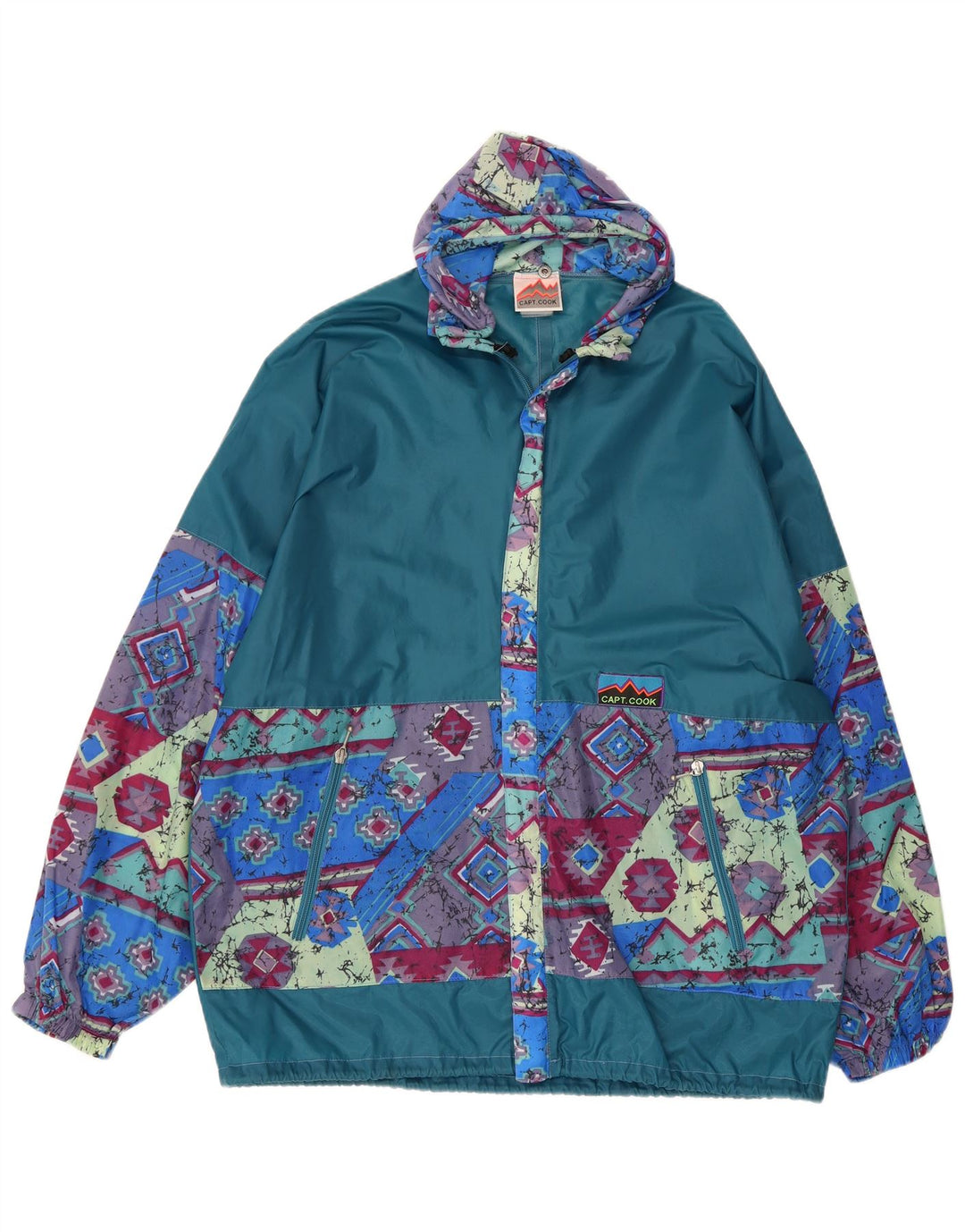Capt. Cook Jachetă de ploaie abstract cu glugă pentru bărbați UK 38 Medium Blue