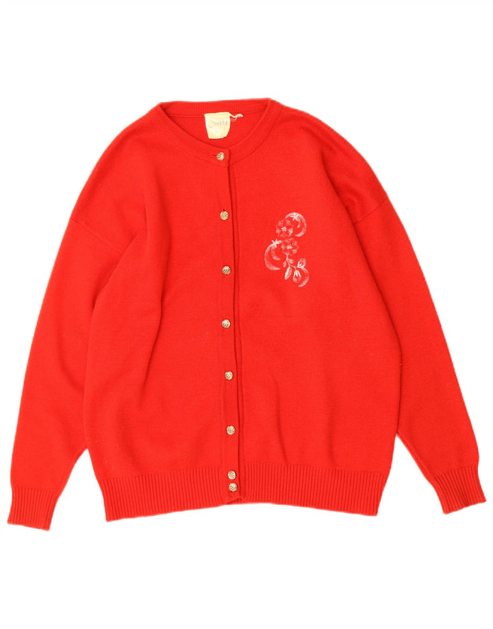 VINTAGE Womens Cardigan Sweater EU 40 Medium Red Wool