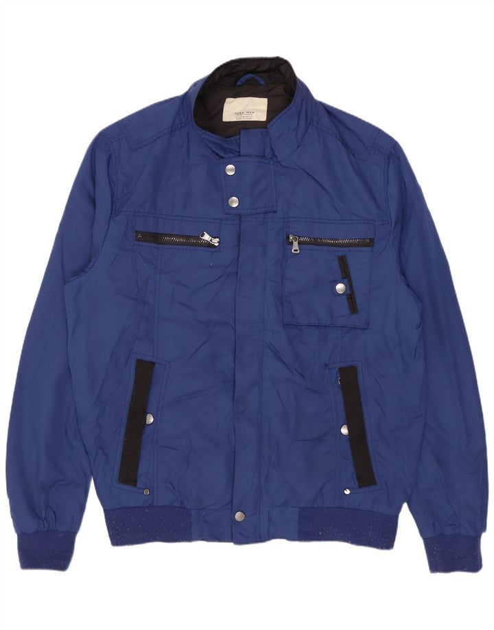 Bomber pentru bărbați ZARA UK 42 XL Albastru Poliester