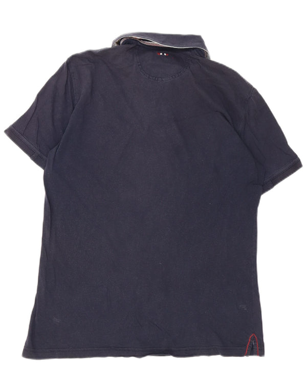 Tricou polo Napapijri Geographic pentru bărbați, bumbac mediu albastru bleumarin