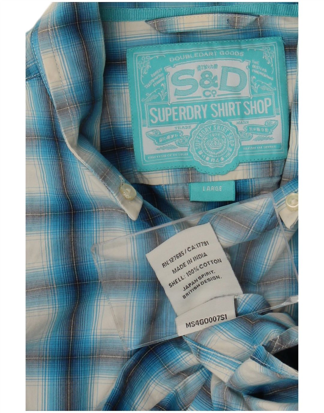 Cămașă pentru bărbați Superdry din bumbac cu carouri albastre mari