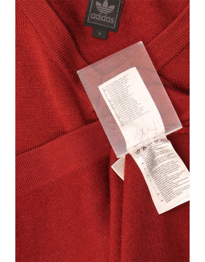 Pulover pentru bărbați ADIDAS cu decolteu în V, lână mică de culoare burgundă